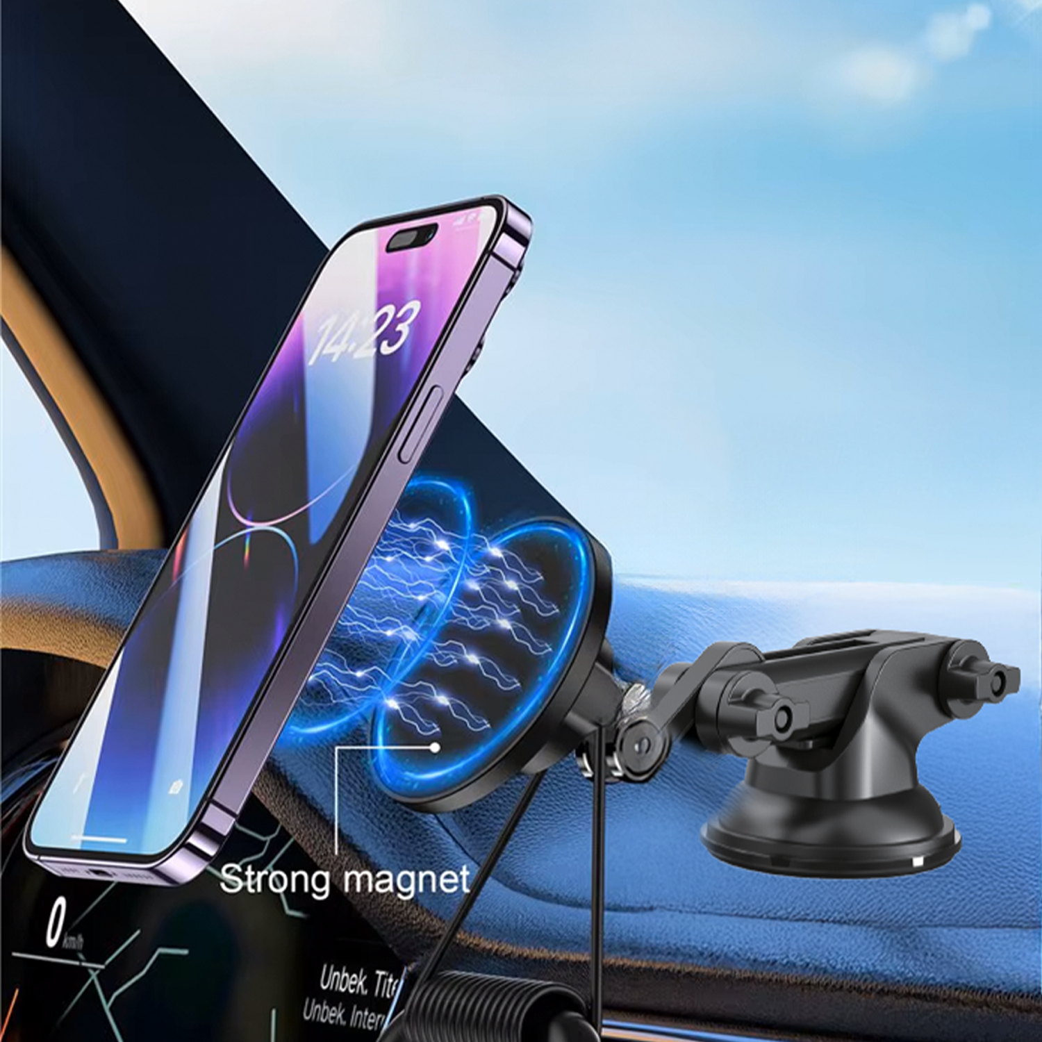 حامل هاتف للسيارة MagDrive Flex من ليزل مغناطيسي متوافق مع MagSafe|أسود حامل هاتف للسيارة MagDrive Flex من ليزل مغناطيسي متوافق مع MagSafe|أسود